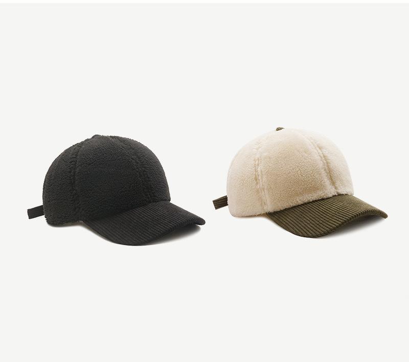 Versatile solid color Korean teddy wool lamb wool baseball cap children winter casual warm cap trendy man