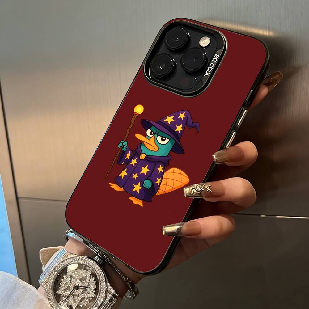 P-Perry The P-Platypus Phone Case For IPhone17 16 11 12 13 14 15 16 Pro Max Plus Cover Colored Silver Funda Bumber