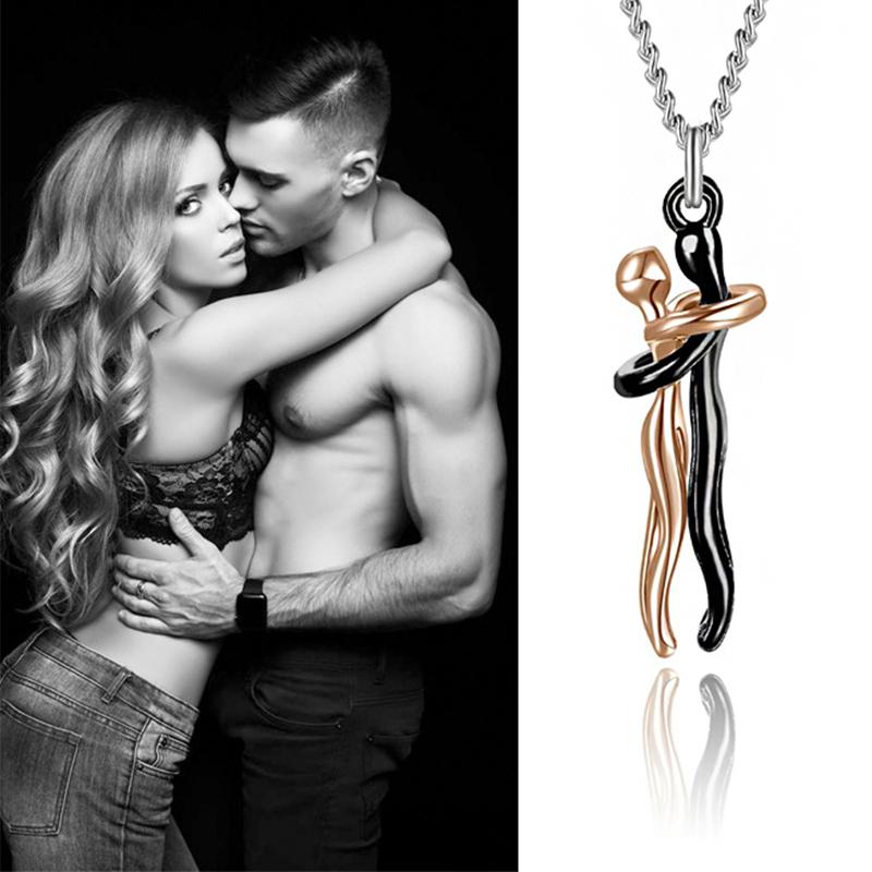 1PC Symbole d'Amour Mode Couple S'Étreignant Port Quotidien Pendentif Collier Cadeaux Alliage Saint-Valentin Bijoux Nouveau Exquis