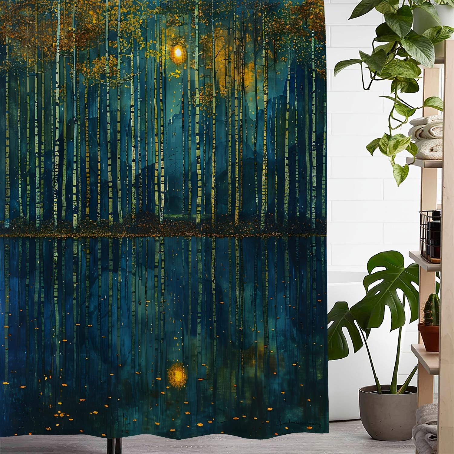 

Mystical Forest Reflection Waterproof Shower Curtain For Bathroom Decor, Bringing Nature S Serenity With Artistic Trees W60H190(CM)-1 Pcs