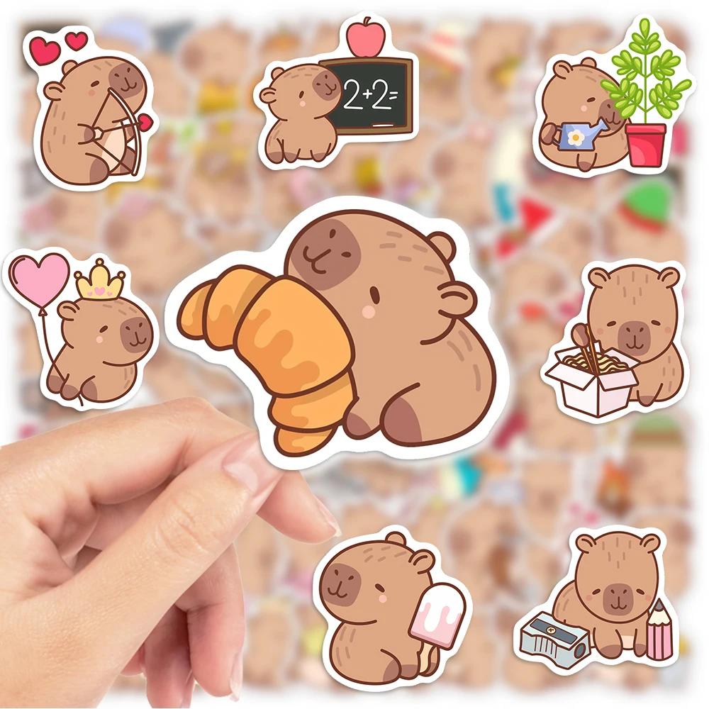 Funny Cute Cartoon Capybara Stickers Kids Diy Toys Gift Decorative Decal For Scrapbook Junk Journals Laptop Luggage Waterproof