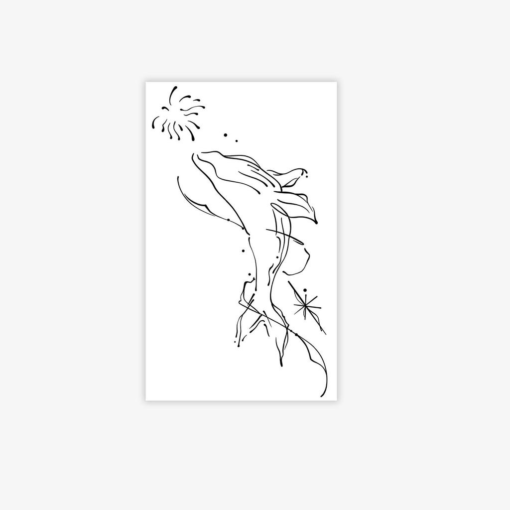 Line Whale Fireworks Tattoo Sticker, Waterproof And Long-Lasting, Women'S Arm Gentle And Advanced Simulation Tattoo