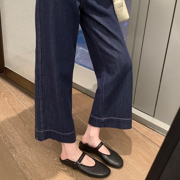 Cowhide version~ Xiaoxiangfeng leather soft-soled ballet shoes for women's one-word buckle flat-bottomed Mary Jane ballet single shoes laden shoes