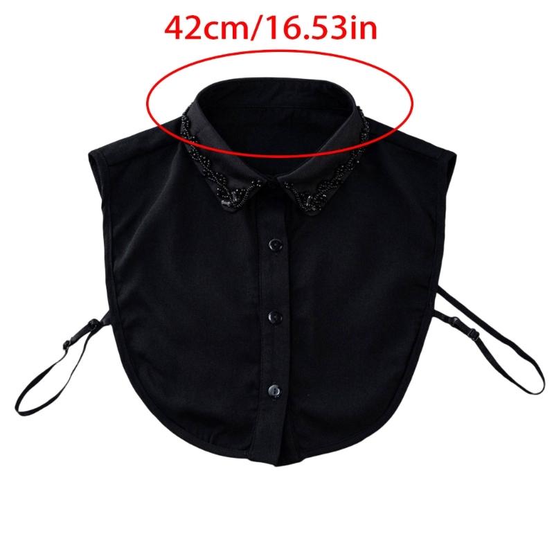 Eleganter Perlen-Falscher Kragen Bequemes Chiffon-Gewebe Abnehmbarer Kragen für Damen Mode Formeller Anlass und Tägliches Tragen