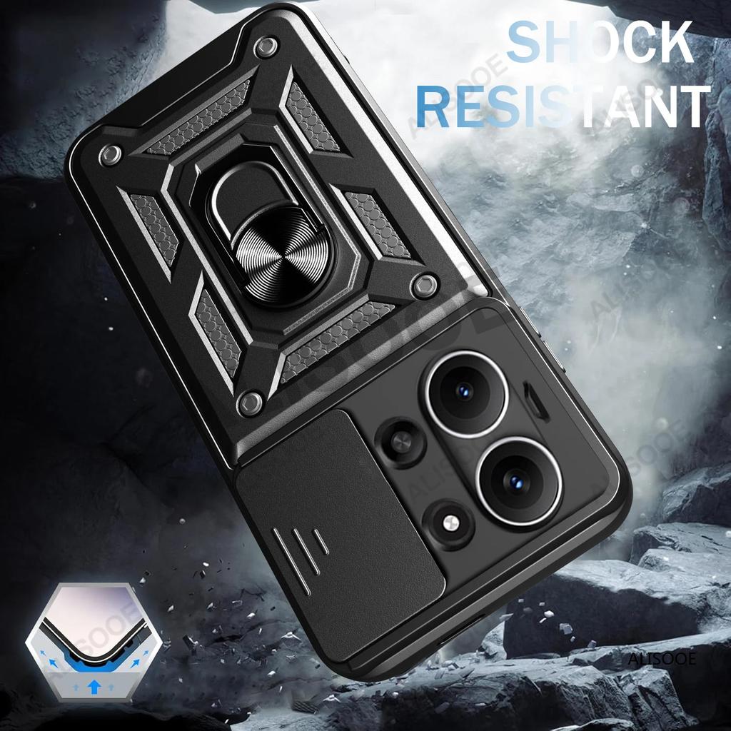 Kickstand Funda for POCO C85 4G Case Armor Slide Camera Protection Back Cover Ring Holder Shockproof Capa
