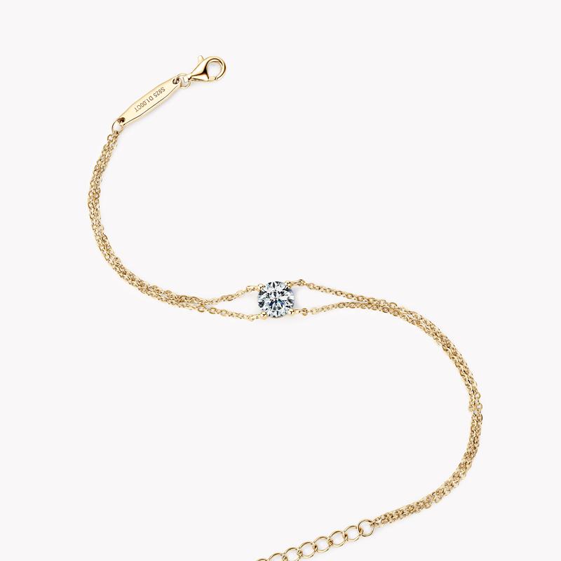 Lnngy Moissanite Bracelet Sterling Silver Certified Double Chain Bracelets for Women Charm Wedding Jewelry Gift