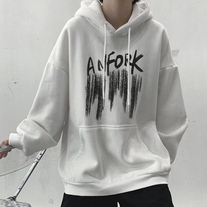 Hong Kong Style Men's Loose Hooded Sweatshirt - Spring/Autumn Trendy Niche Design, Skin-friendly Fabric