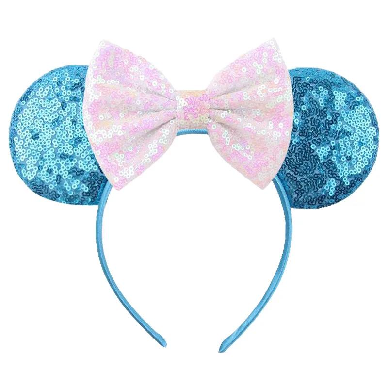 9.5 CM New Cute Glitter Crown Hairband Sequins Bows Mouse Ears Headband Kids Festival Party Cosplay Headband