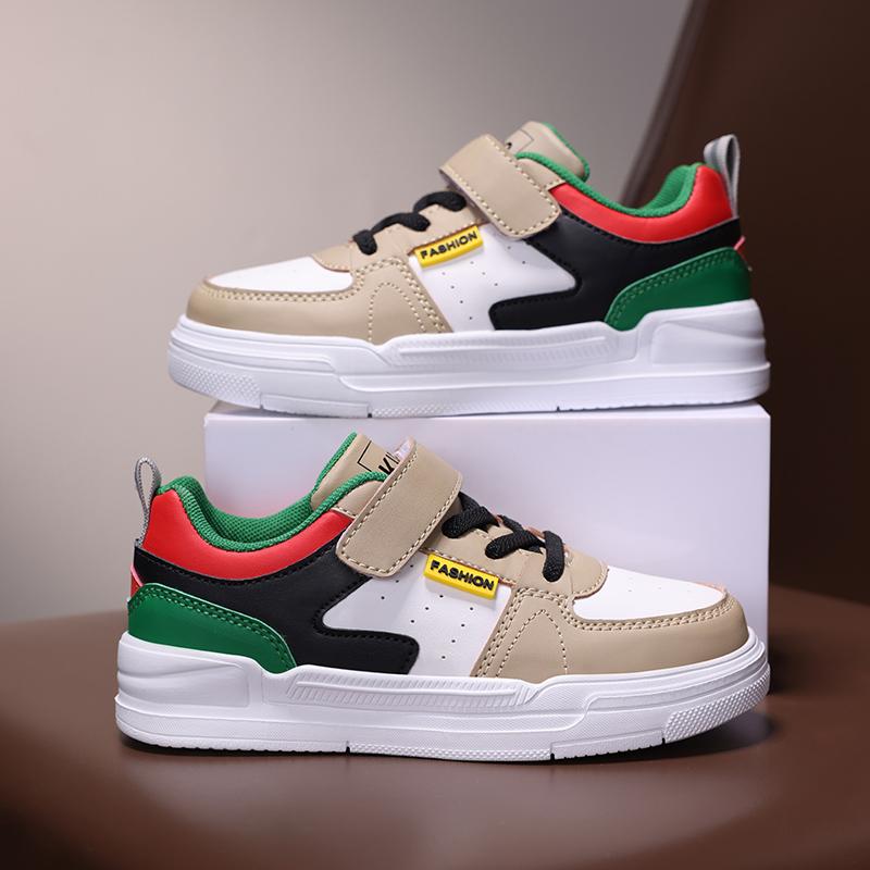 

Children s sports shoes waterproof student casual shoes girls flat bottomed leather board shoes boys running shoes 29 хакі