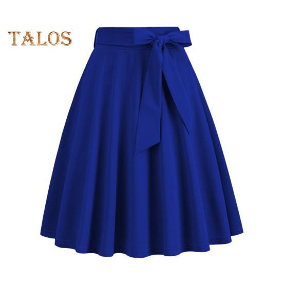 Women Mini Skirt High Waist Lace-up Bowknot Decor Short Skirt Solid Color A-Line Skate Skirt Leisure Daily Wear