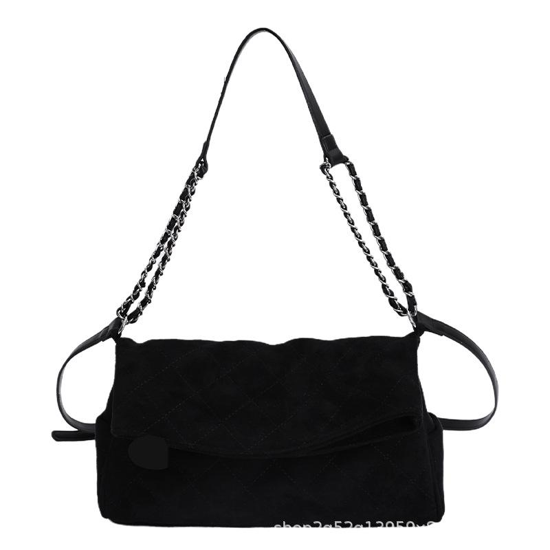 Crossbody bag retro locomotive bag women's new matte diamond chain underarm shoulder bag