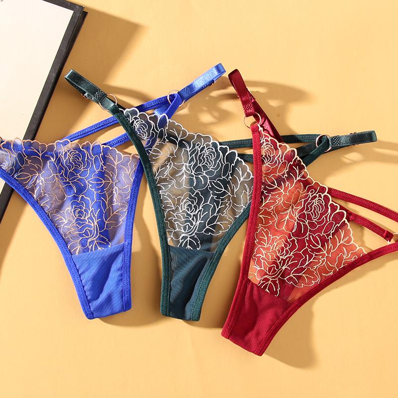 Sexy Low-Waist Rose Textured Thong with Adjustable Straps - Women's Plus Size Lingerie