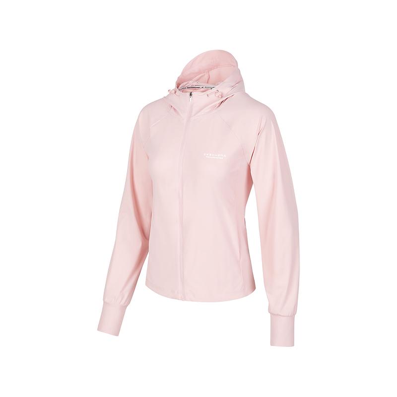 Skechers Solid Color Comfortable Fitness Hooded Long Sleeve Quick Dry Jacket Women jackets Nude-Pink P224W168-01L4 S