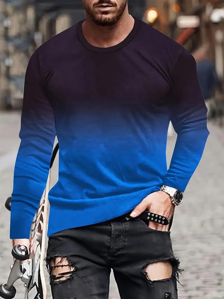 

Мужская футболка с длинным рукавом из полиэстера с 3D-принтом 5XL синий