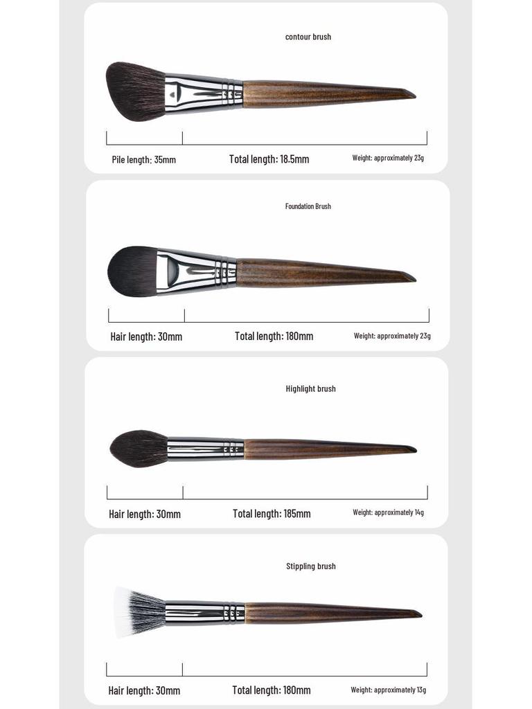 25-Piece Animal Hair Makeup Brush Set: Includes Wool Brushes for Eyeshadow, Nose Shadow, and Foundation - Artist Recommended