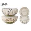 Breathable Fabric Covers for Fermented Dough Sourdough Jars Covers, Reusable Elastic Linen Bowl Retro Striped Eco Friendly Food Storage Wraps