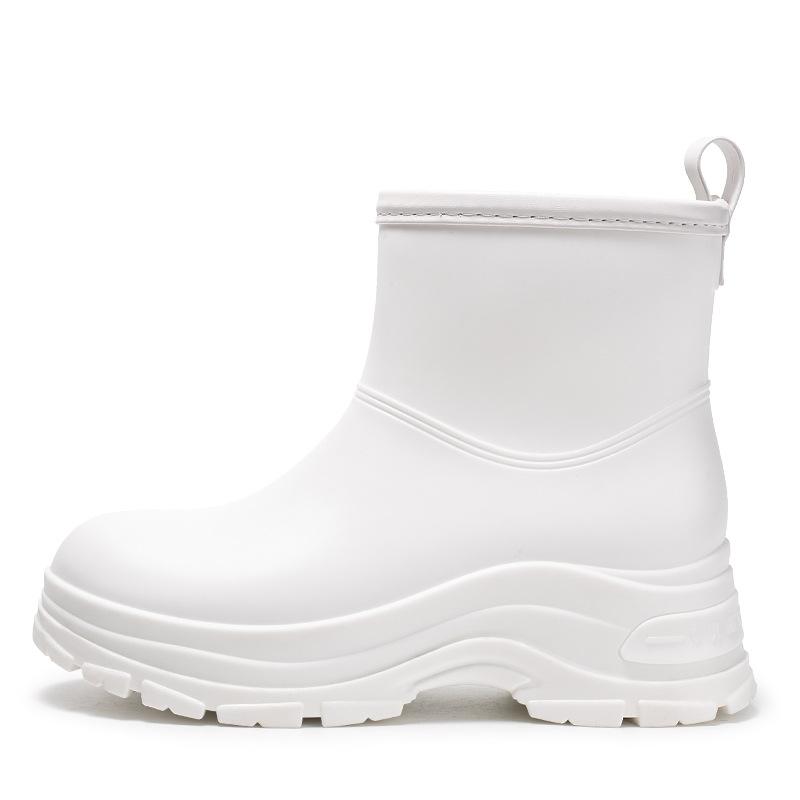 Rain Boots Women's Short Tube Rubber Shoes Adult Non Slip Water Boots Thick Soled Water Plus Velvet Short Thick Rain Women