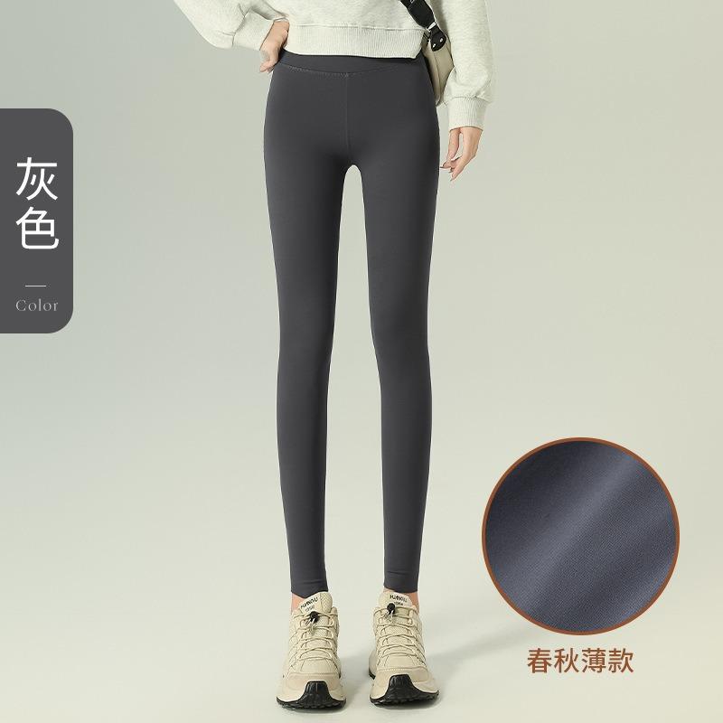 Grey Shark Pants Women Wear Autumn and Winter High Waist Thin Yoga Leggings Warm and Velvet Leggings Nine Points