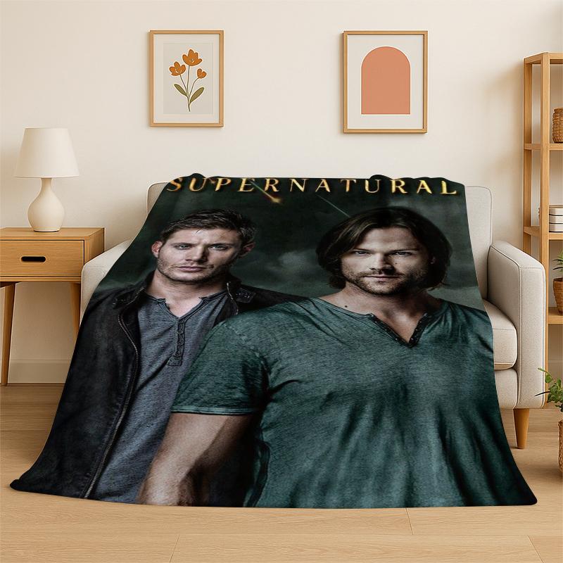SPN Supernatural Dean Sam TV Flannel Blanket Soft Warm Throw Blanket for Bedroom Living Room Bed Travel Camping Picnic Kid