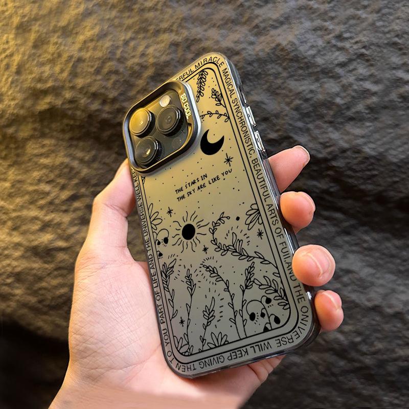 Fresh Moon Star Electroplate Silver IMD Phone Case For  Redmi Note 13 12 11 10 Pro Plus 12S 11S Redmi 12 4G 13C Back Cover