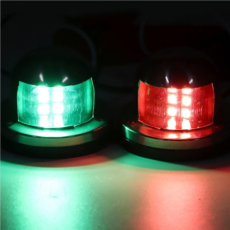 2pcs 12V Red Green LED Navigation Lights Stainless Steel Sailing Lamp For Marine Boat Yacht