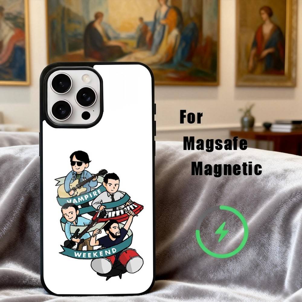 V-Vampire W-Weekend Band Phone Case For iPhone17,16,15,14,13,12,11 Plus,Pro Max Magnetic For Magsafe Wireless Charging