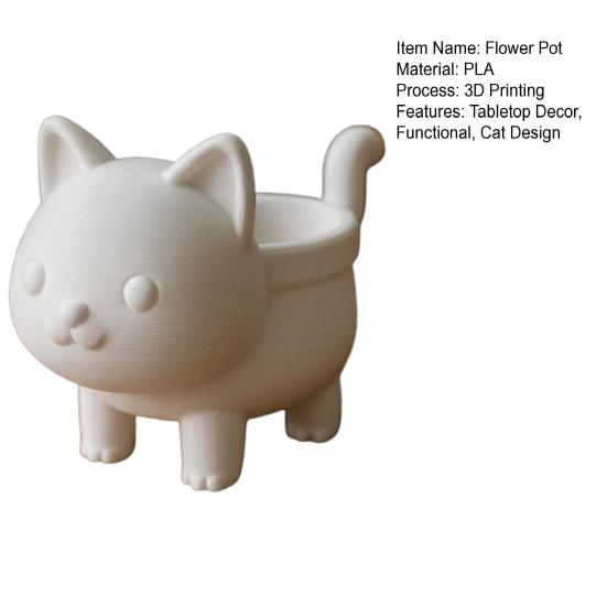 Cat Flower Pot Tabletop Decor Succulents Planter 3D Printed Kitten Plant Pot for Succulents Cactus Home Office Desk Decor