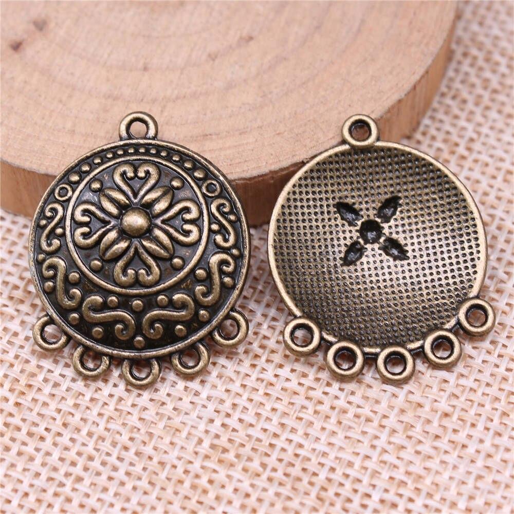 

Амулеты Кулон Для ожерелья Круглый Резной Цветок Серьга Разъем Ювелирные компоненты Аксессуары Металл