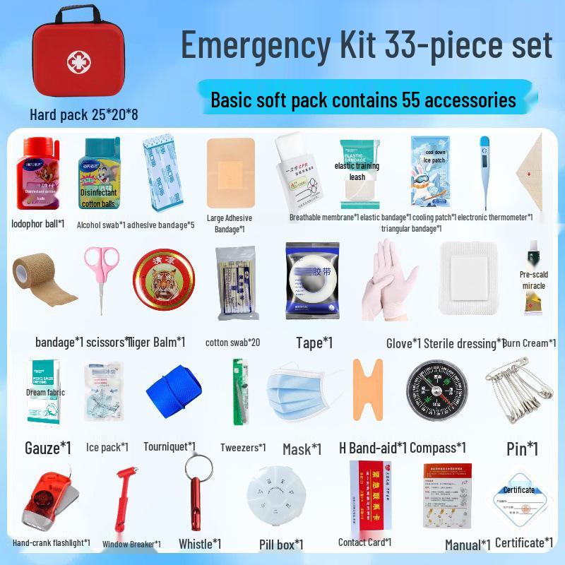 Portable Hard Shell First Aid Kit - Complete Set for Home, Car, Outdoor, and Emergency Use