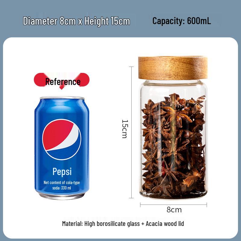 Acacia Wood Lid Glass Jar for Wine Infusion & Moisture-Proof Kitchen Storage