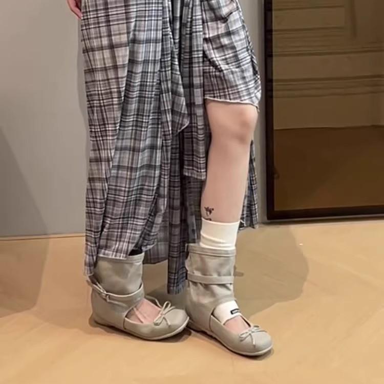 Ballett coole Stiefel Damen 2025 neu Sommer atmungsaktiv Innenhöhe Erhöhung Mary Jane Einzelschuhe lässige vielseitige kurze Stiefel