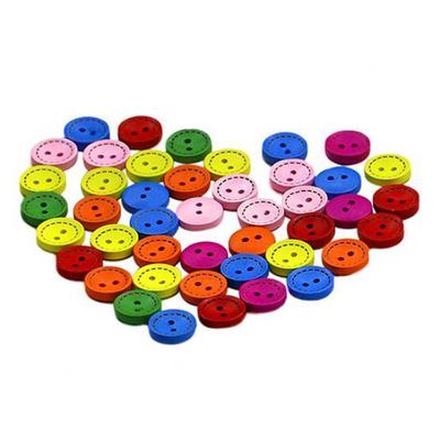 100 Stücke 2 Löcher Bunte Gemischte Runde Holzknöpfe Nähen DIY Handwerk Scrapbooking