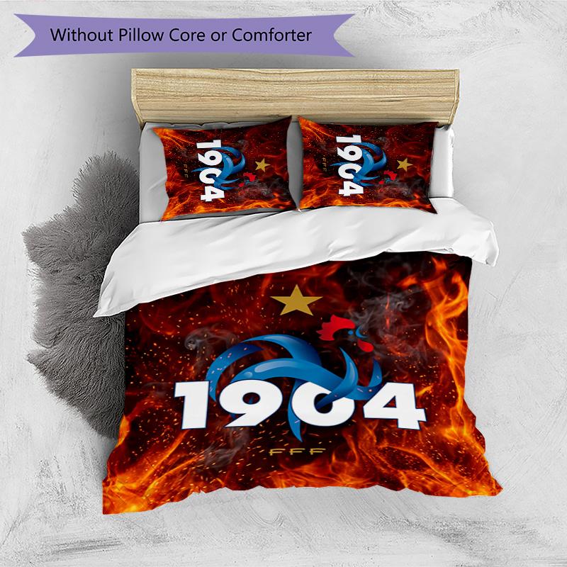 France Football Printed Bedding 3 Piece Set Cozy Breathable Bed Cover Set as Housewarming Holiday Gift