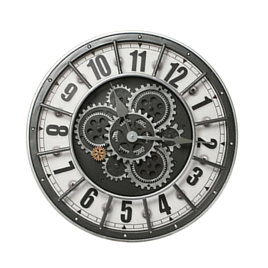 Moving Gears Wall Clock Rustic Industrial Oversized Wall Clock Heavy Duty for Living Room 7706
