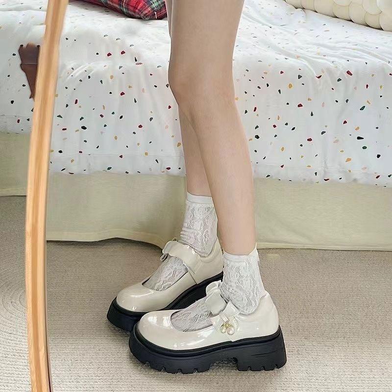 thick sole with skirt, small leather shoes, new high heels in summer, small height, waterproof table single shoes