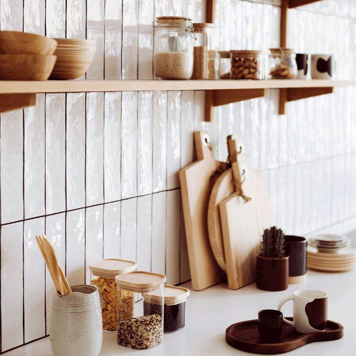 5five - 4 Bocaux Verre Empilables "hermet" Couvercle Bois