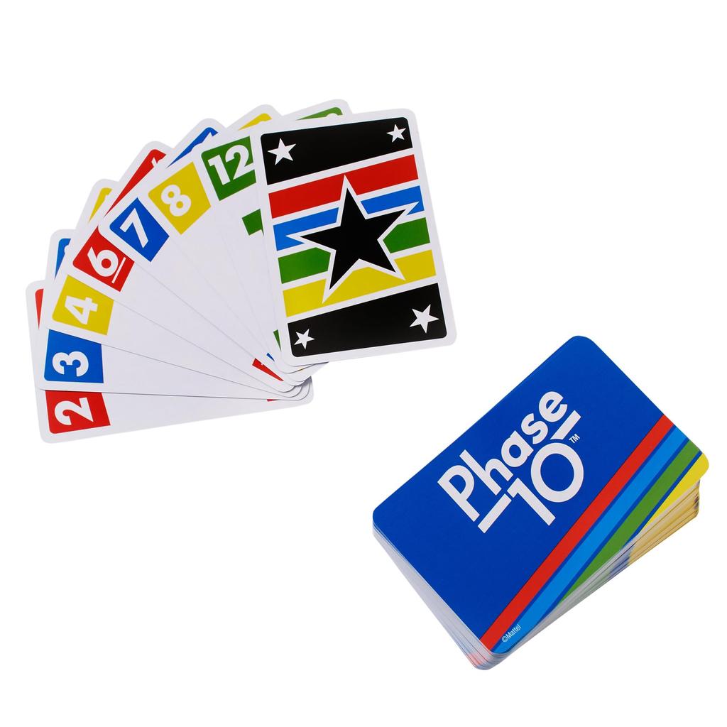 Mattel Game Phase 10 Game Party Supplies Educational Game Card Game 112 Cards 2-6 Players Ages 7 and Up Blue HCF91