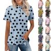 Women's Casual Floral Print V-Neck Short Sleeve Decorative Button T-Shirt Top