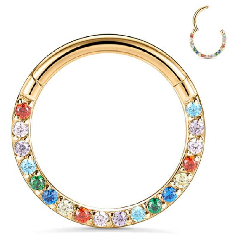 16G Colored Cubic Zirconia Gold Plated G23 Titanium Piercing Body Jewelry Earrings Nose Rings for Women