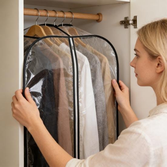 Hanging Garment Bag Dustproof Clothes Bag Clear Suit Bag with Side Zipper Dress Bag with 10" Gussets for Closet Storage Moving Organization