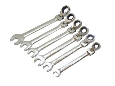 Swivel Flex Ratchet Wrench, Gear Wrench, Set of 6, 72 Gears, Combination Wrench, Gear Ratchet