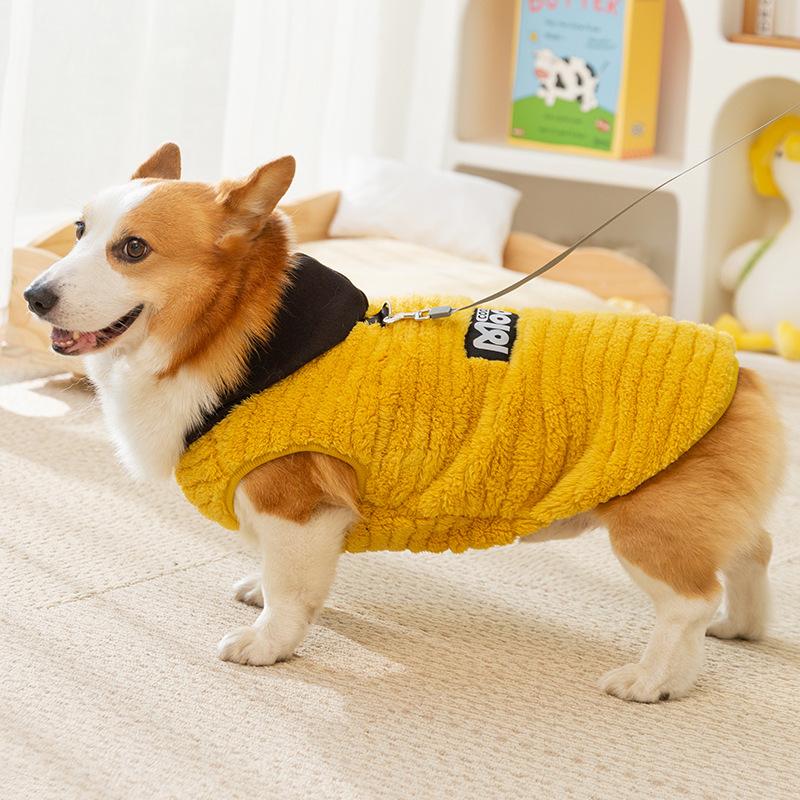 Autumn and Winter Corgi Dachshund Jacquard Shu Cotton Lint Dog Two-legged Flannel Medium and Small Dog Warm Pet Dog Clothes