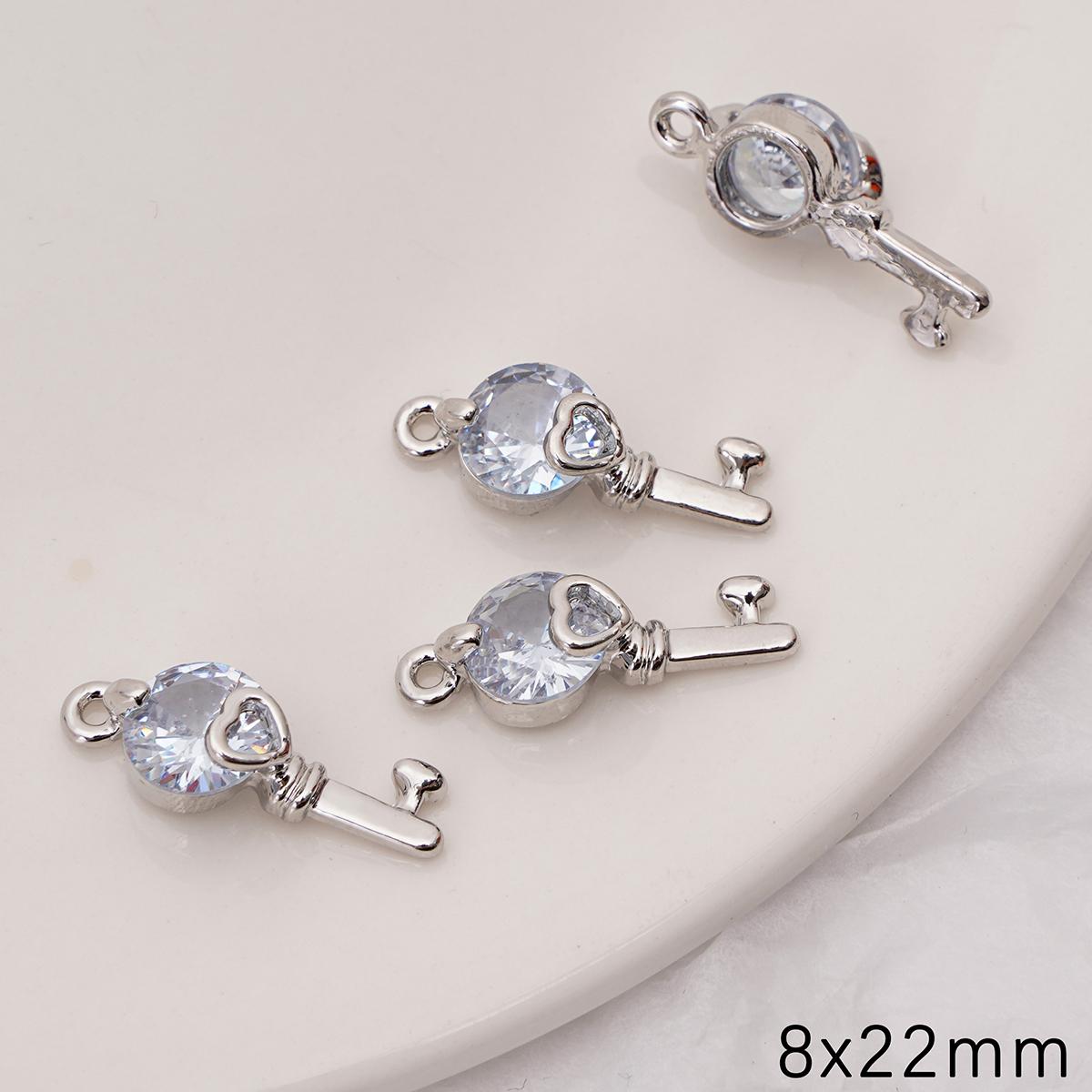 

Подвески-шармы из сплава с сохраняющим цвет цирконом для изготовления браслетов, ожерелий и ювелирных изделий своими руками Love Key