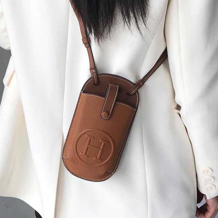 Women's Leather Crossbody Phone Bag - 2025 Summer Collection, Elegant & Compact Design