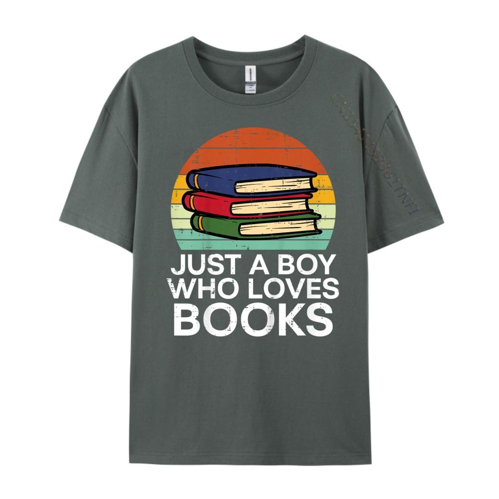 Kids Just A Boy Who Loves Books Read Reading Librarian Funny Shirts Clothes England Style
