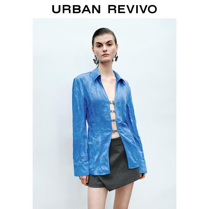 UR Women s Hollow-Out Polo Collar Blouse XL