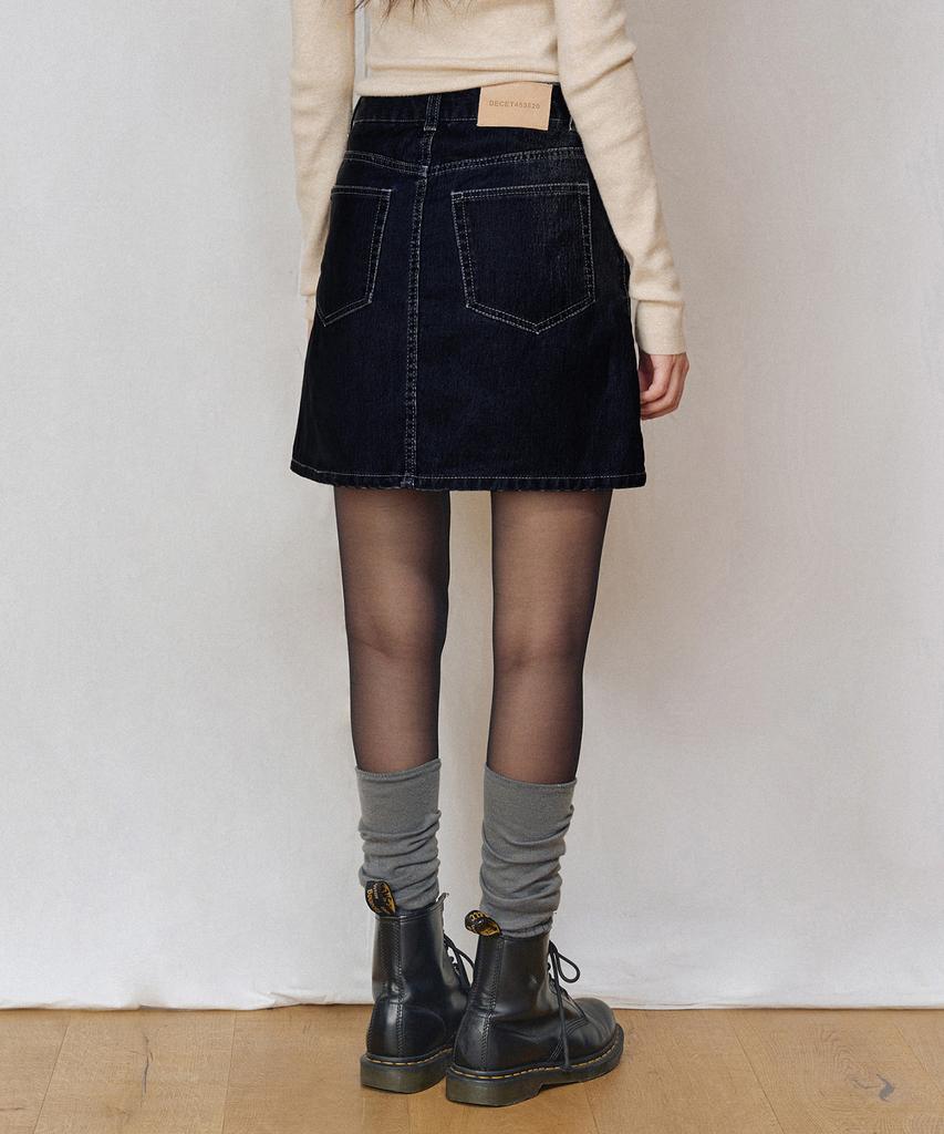 Deketeuumeon [Velvet Denim] Velvet Mini Skirt Dcsk007Dblue