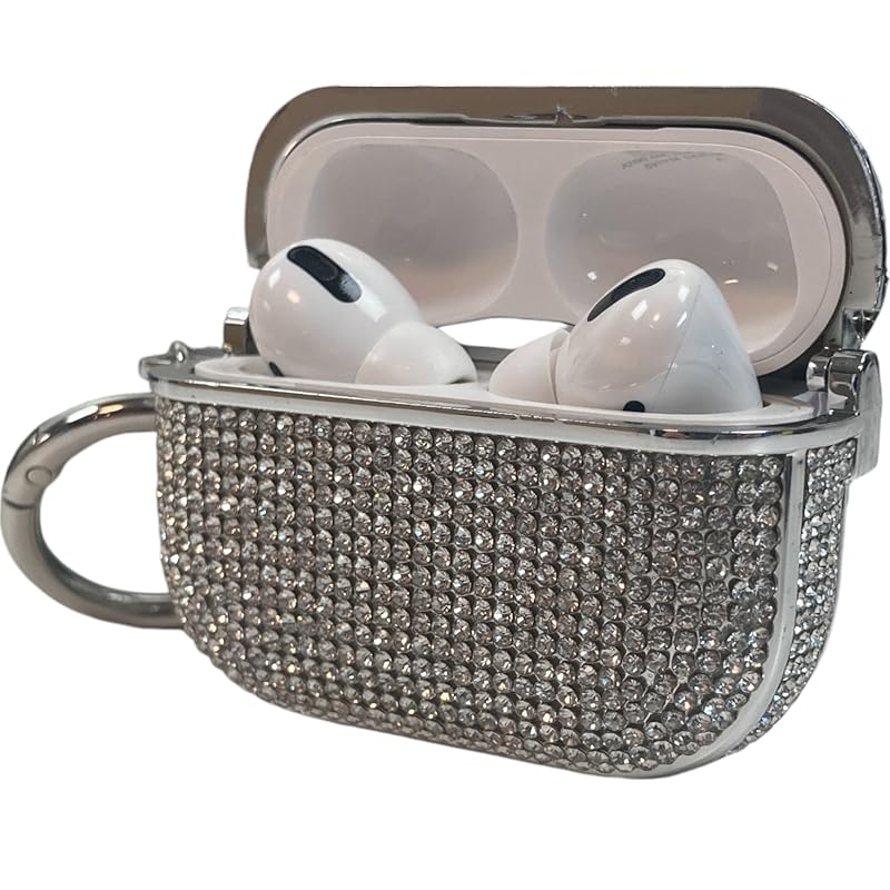 

rhinestone Airpods pro case Fashionable South Korea pro2 cute Sparkling stone air pods hard plastic cover earphone case (Silver(Airpods) Pro or pro2))