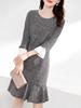 Slimming Suitable for and [PH.YZBBDPG] Women's One-Piece Dress, Three-Quarter Sleeves, A-Line, Lined, Effect, Parties, Commuting, After-Parties