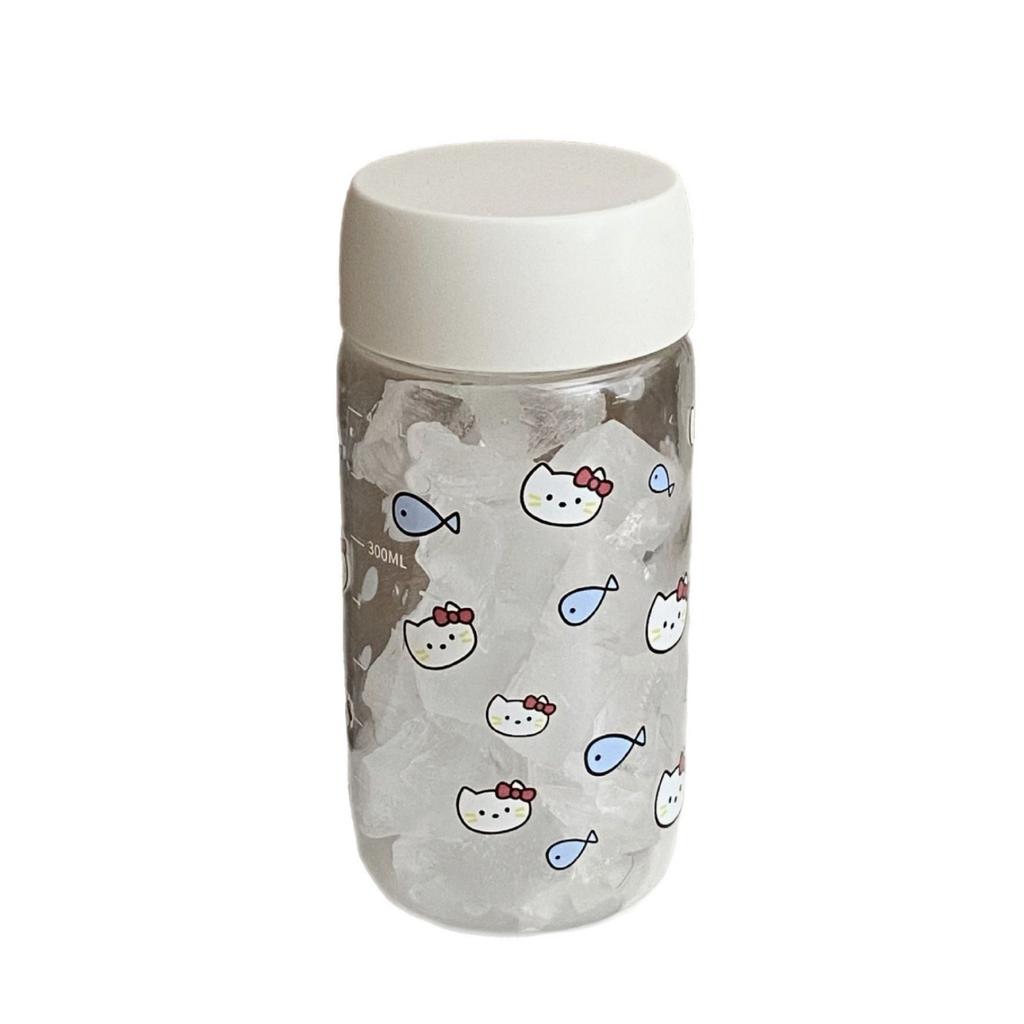 Cat Eats Fish Easy Cup Plastic Cup High Temperature Resistance High Value Student Water Cup Small Portable Transparent Cup
